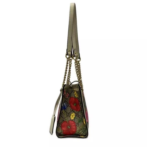 GUCCI Padlock small shoulder bag/GG Flora Beige Cream Multi PVC - 896-012225 - Picture 4 of 14